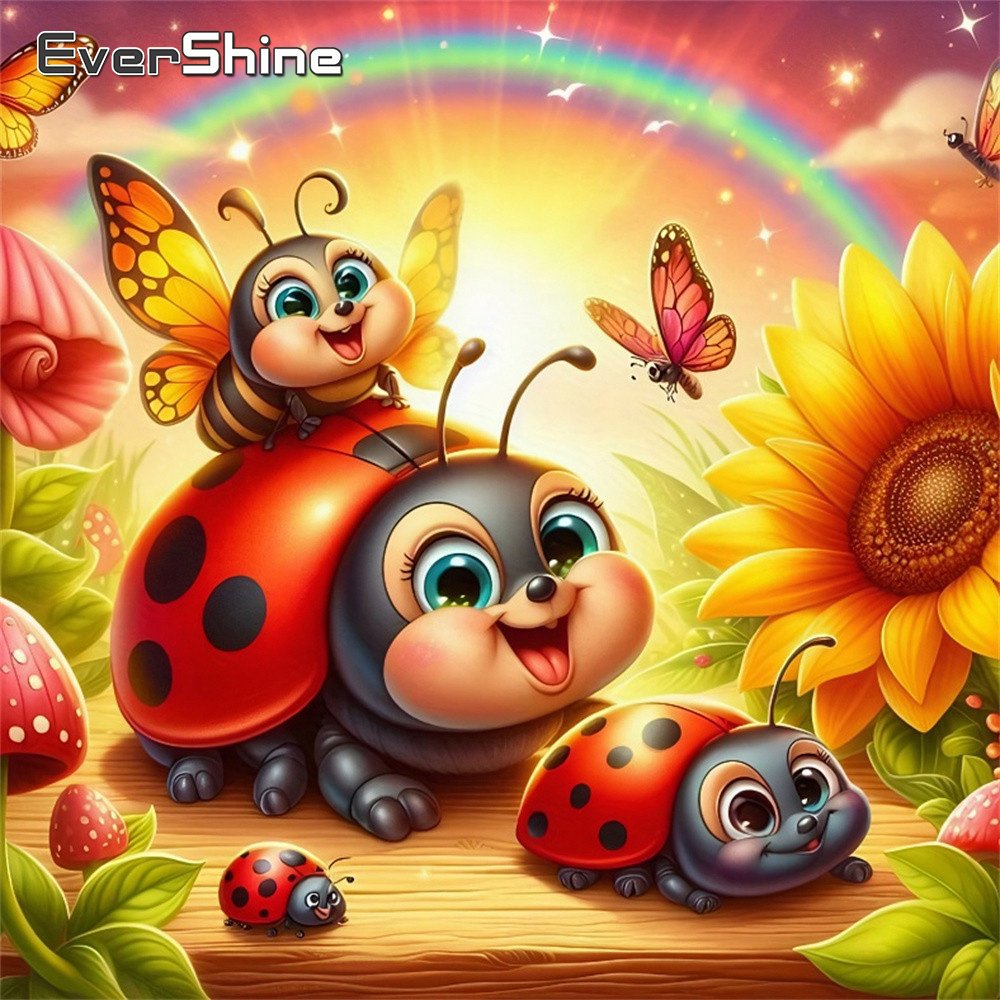 Embroidery Lady Bug - Mozaika diamentowa Evershine, biedronka, zwierzę, pełny