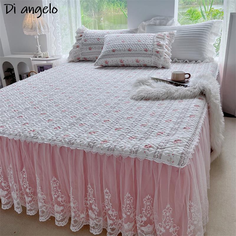 Embroidery Quilt Cover - Bawełniana koronkowa haftowana zagęszczona pikowana spódnica