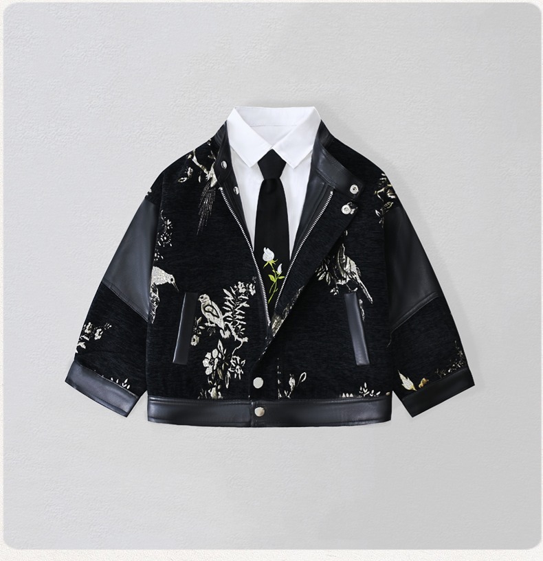 Embroidery Jacket - Kurtka motocyklowa dla chłopców z haftem,