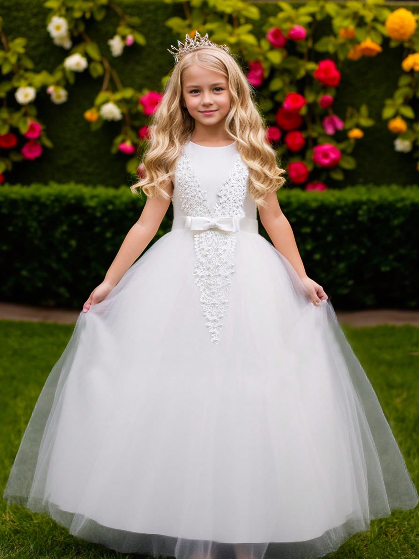 Embroidery White Dress - Sukienki dla dziewczynek na wesele, dla