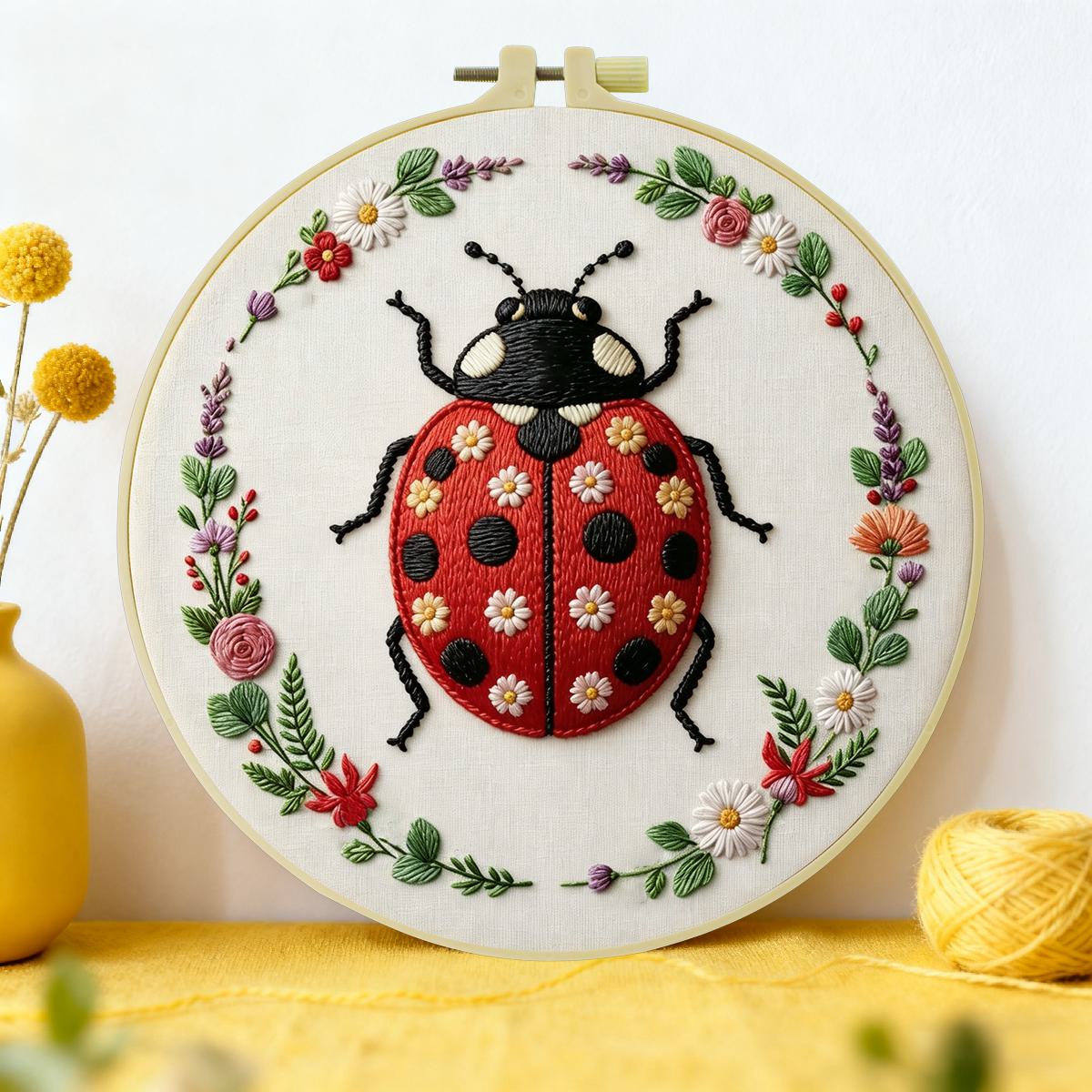 Embroidery Lady Bug - 1 szt. 20X20CM/15X15CM 7.87/6.3 cala Zestaw