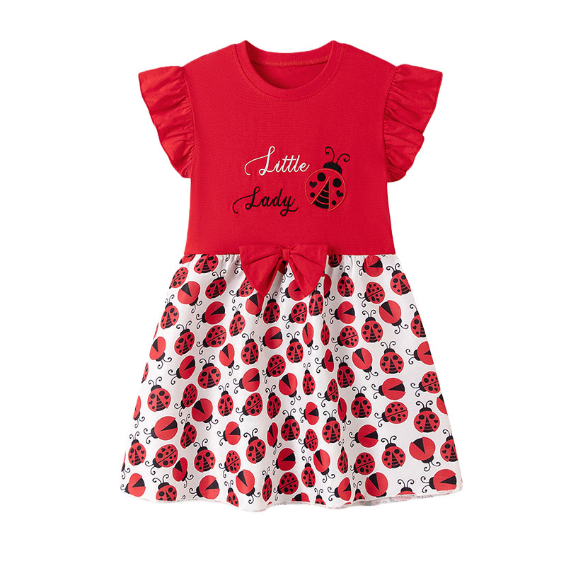 Embroidery Lady Bug - Sukienki dziewczęce z krótkim rękawem 2-7