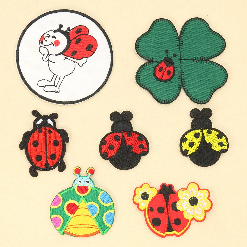 Embroidery Lady Bug - 2PC kreskówka biedronka cztery liść koniczyny