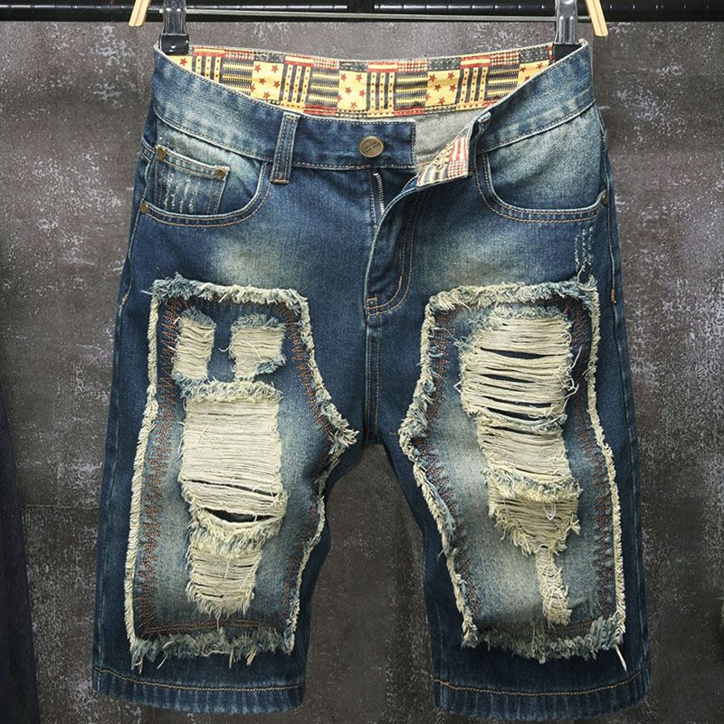 Embroidery On Jeans - Nowe męskie szorty jeansowe w stylu