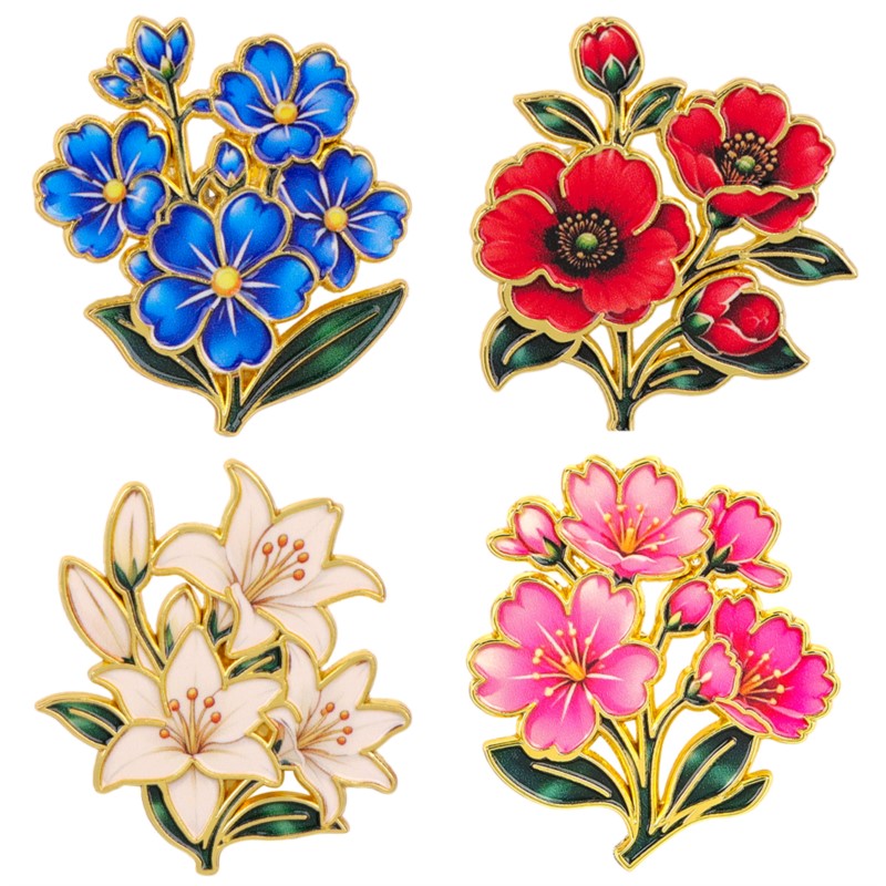 Embroidery Textile - Urocza, kolorowa, emaliowana przypinka w stylu