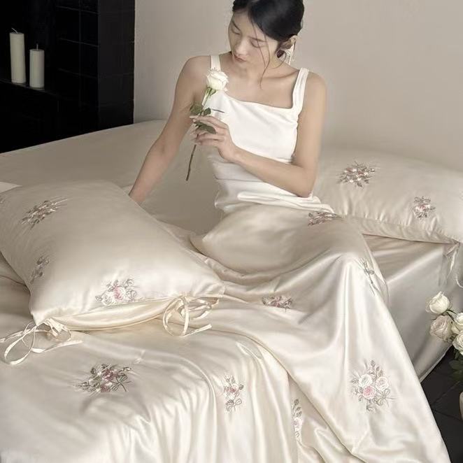 Embroidery Quilt Cover - Luksusowy francuski styl kołdra z włókna