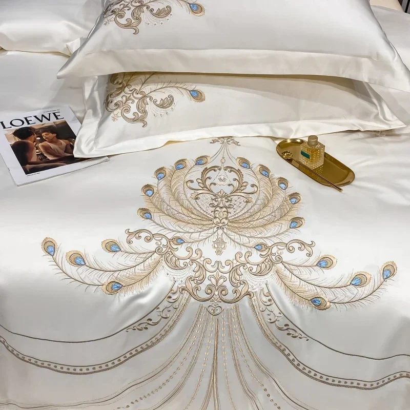 Luksusowy złote piórka haft eg – Embroidery Quilt Cover recenzja i cena
