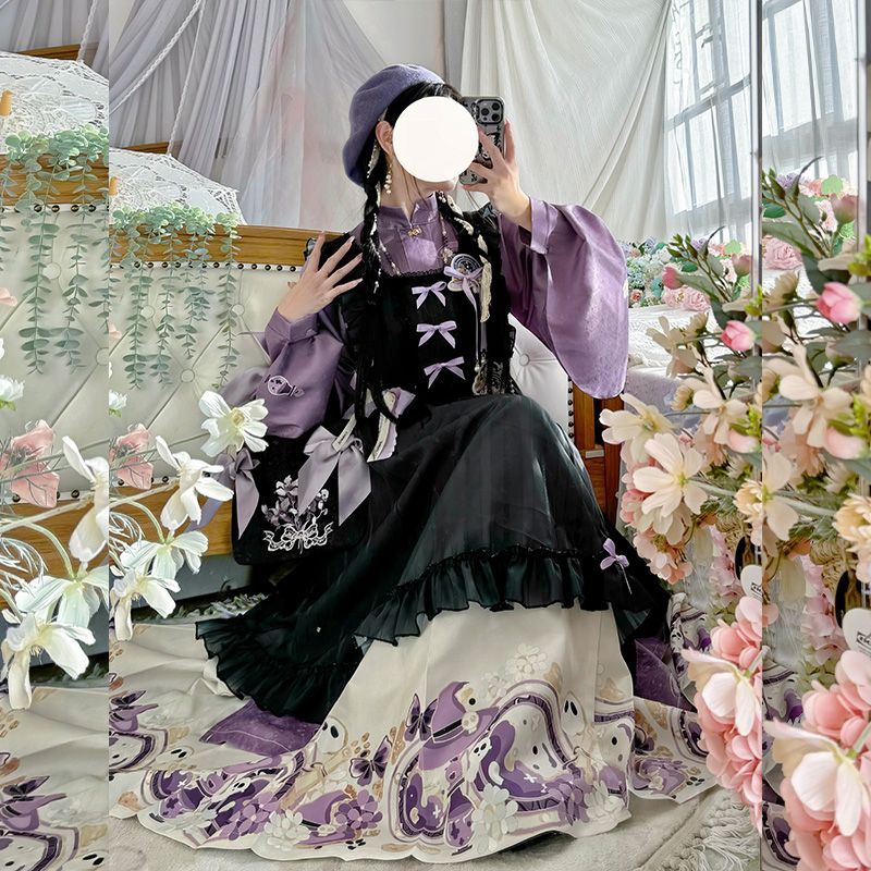 Słodka chińska stójka fioletow – Embroidery Apron recenzja i cena