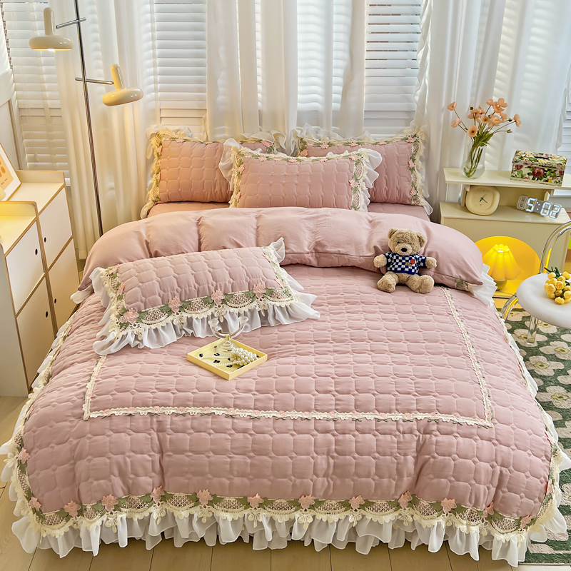Różowy koreański w stylu księż – Embroidery Quilt Cover recenzja i cena