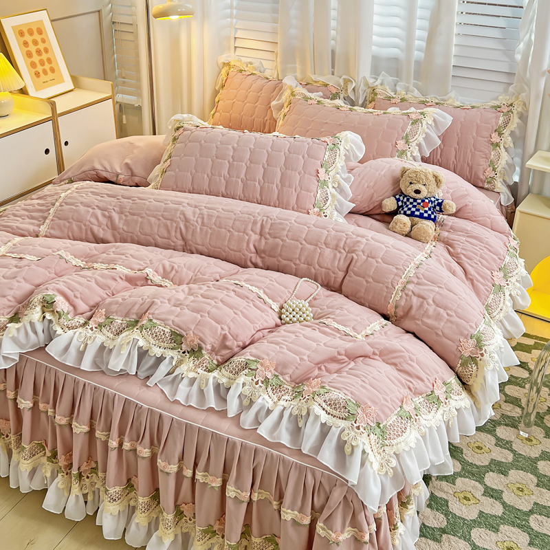 Różowy koreański w stylu księż – Embroidery Quilt Cover recenzja i cena