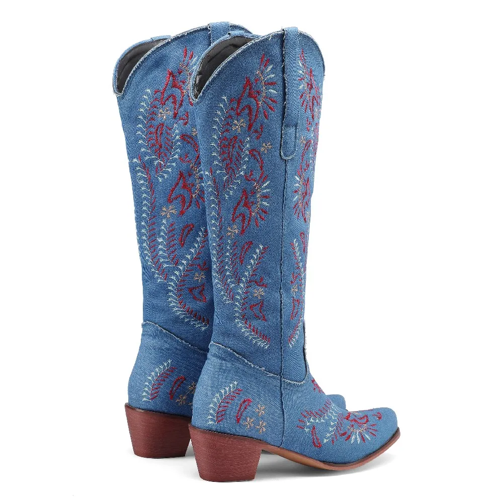 Niebieskie dżinsy Western Cowg – Embroidery On Jeans recenzja i cena